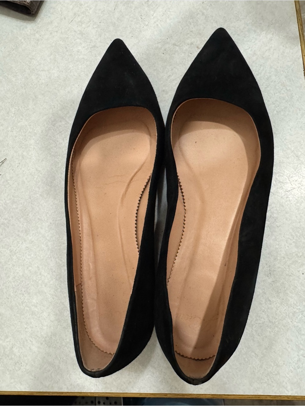 J. Crew Black Pointed-Toe Suede Flats